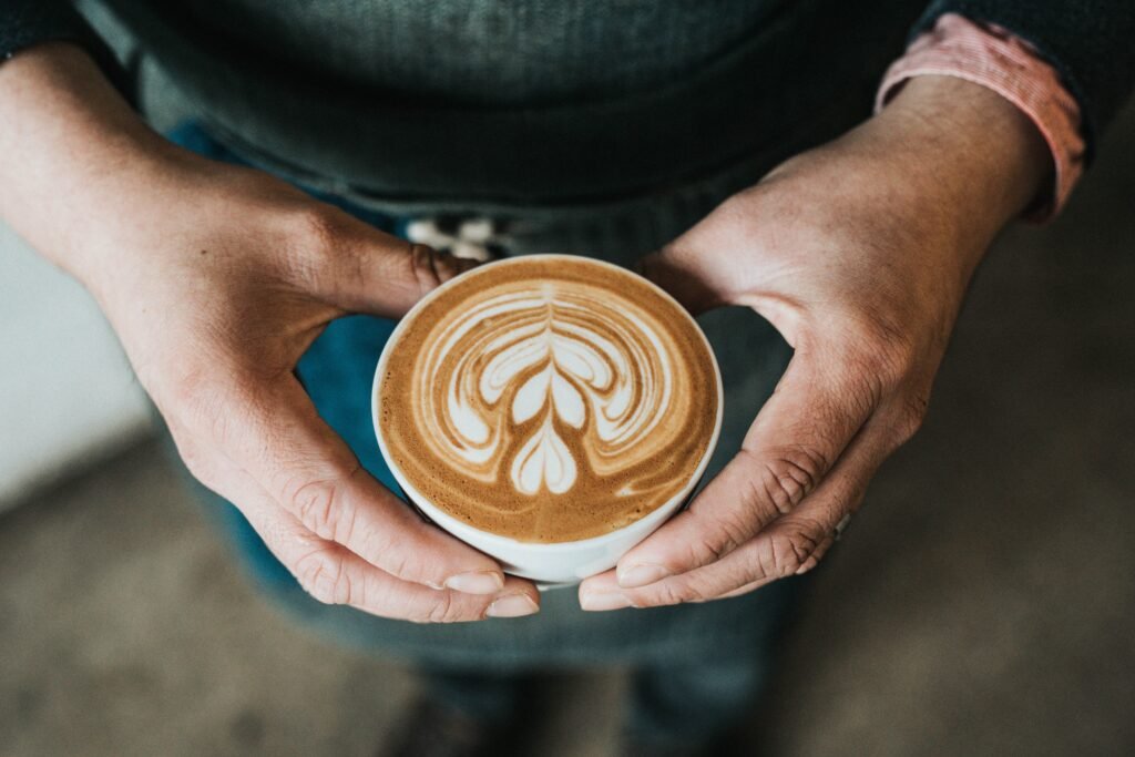 Coffee with a heart shaped design