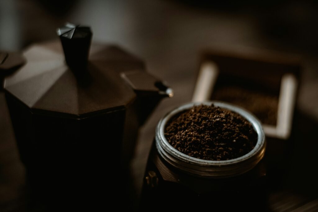 Coffee beans in Moka pot