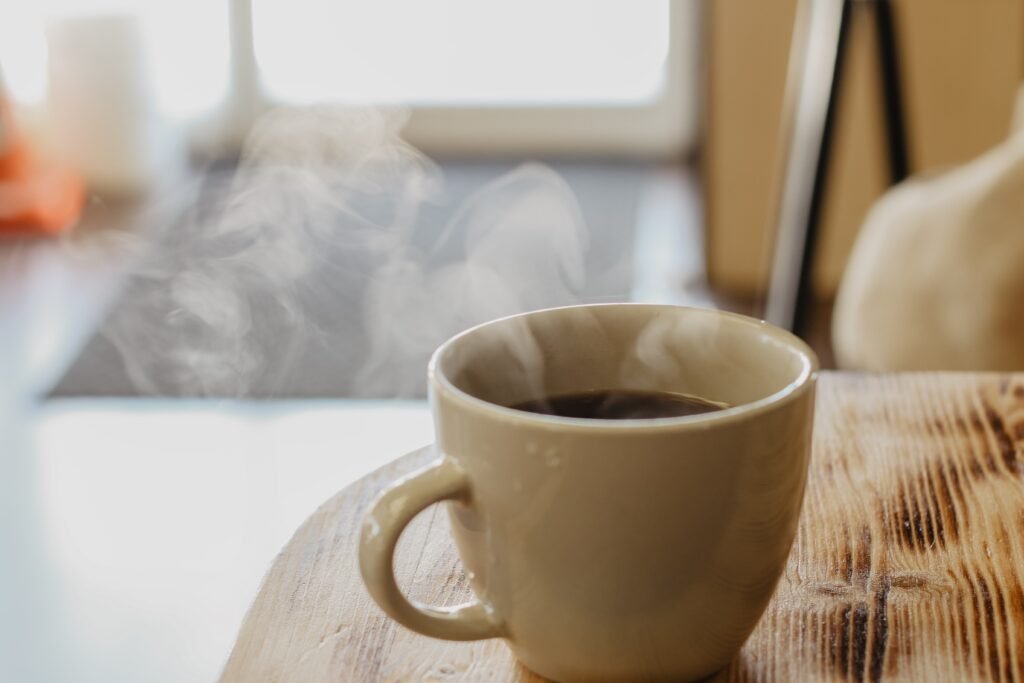 smoke coming out from cup of coffee